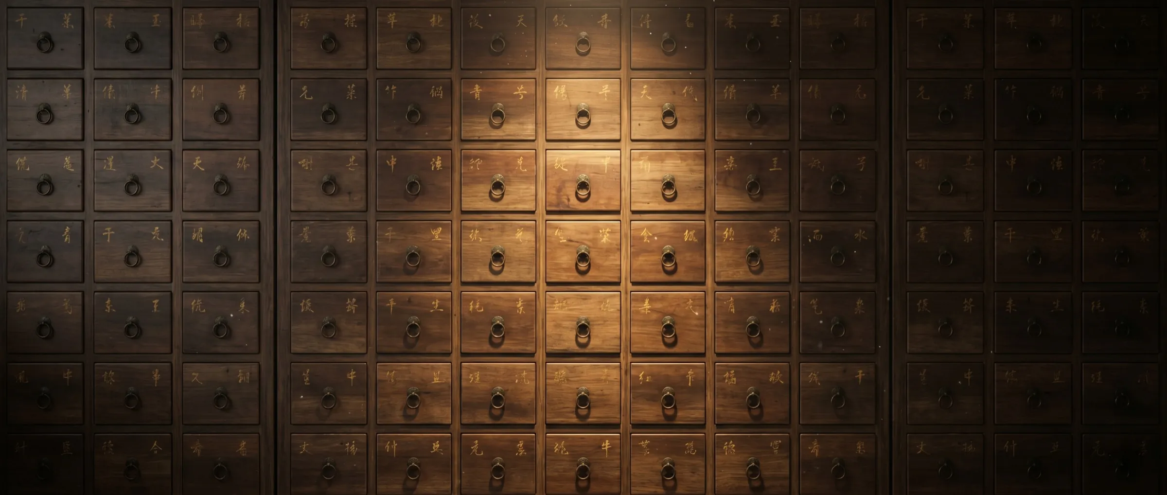Traditional apothecary drawers